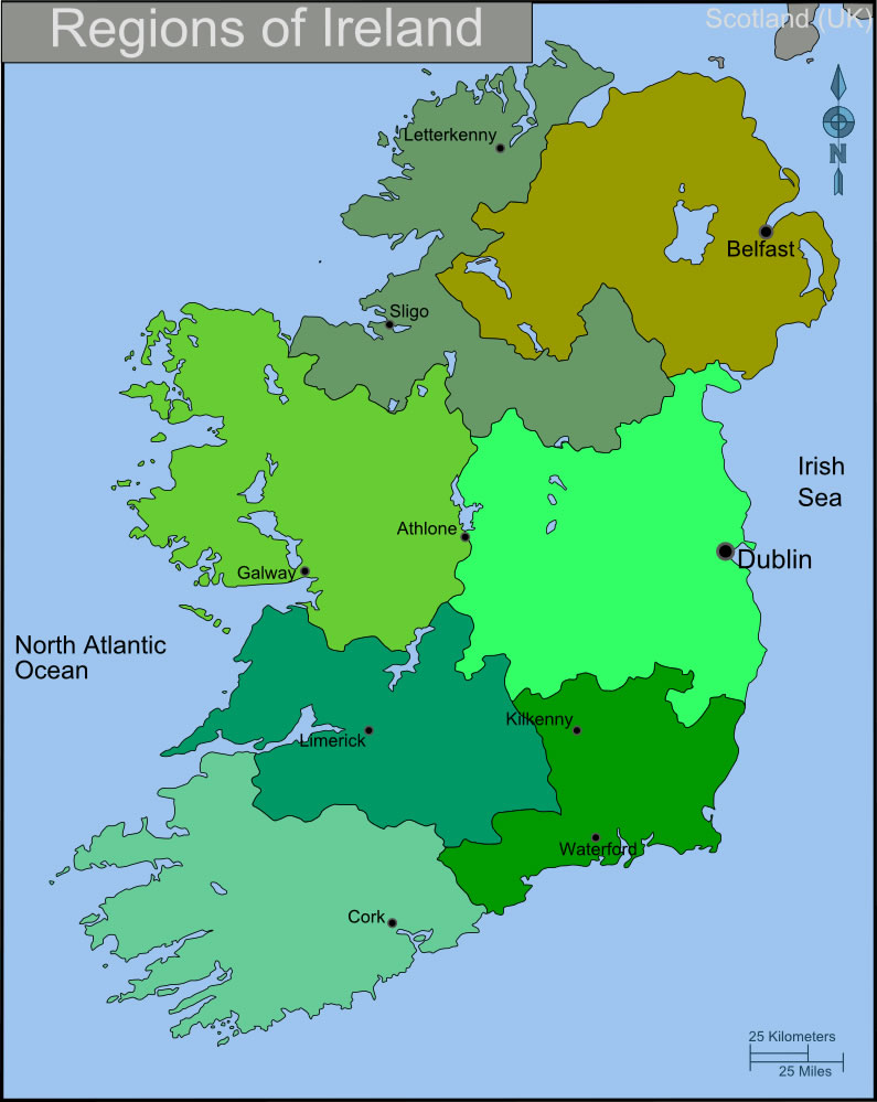 Carte régions Irlande