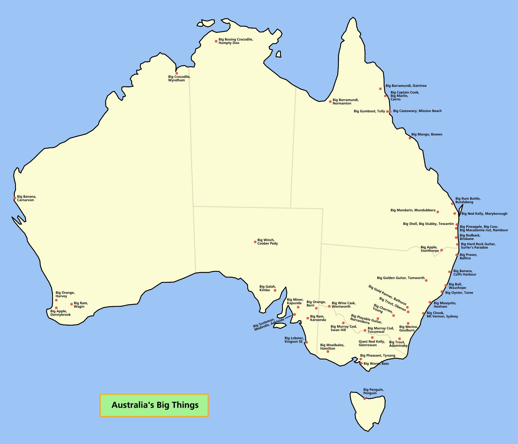 Carte Australie vierge noms villes