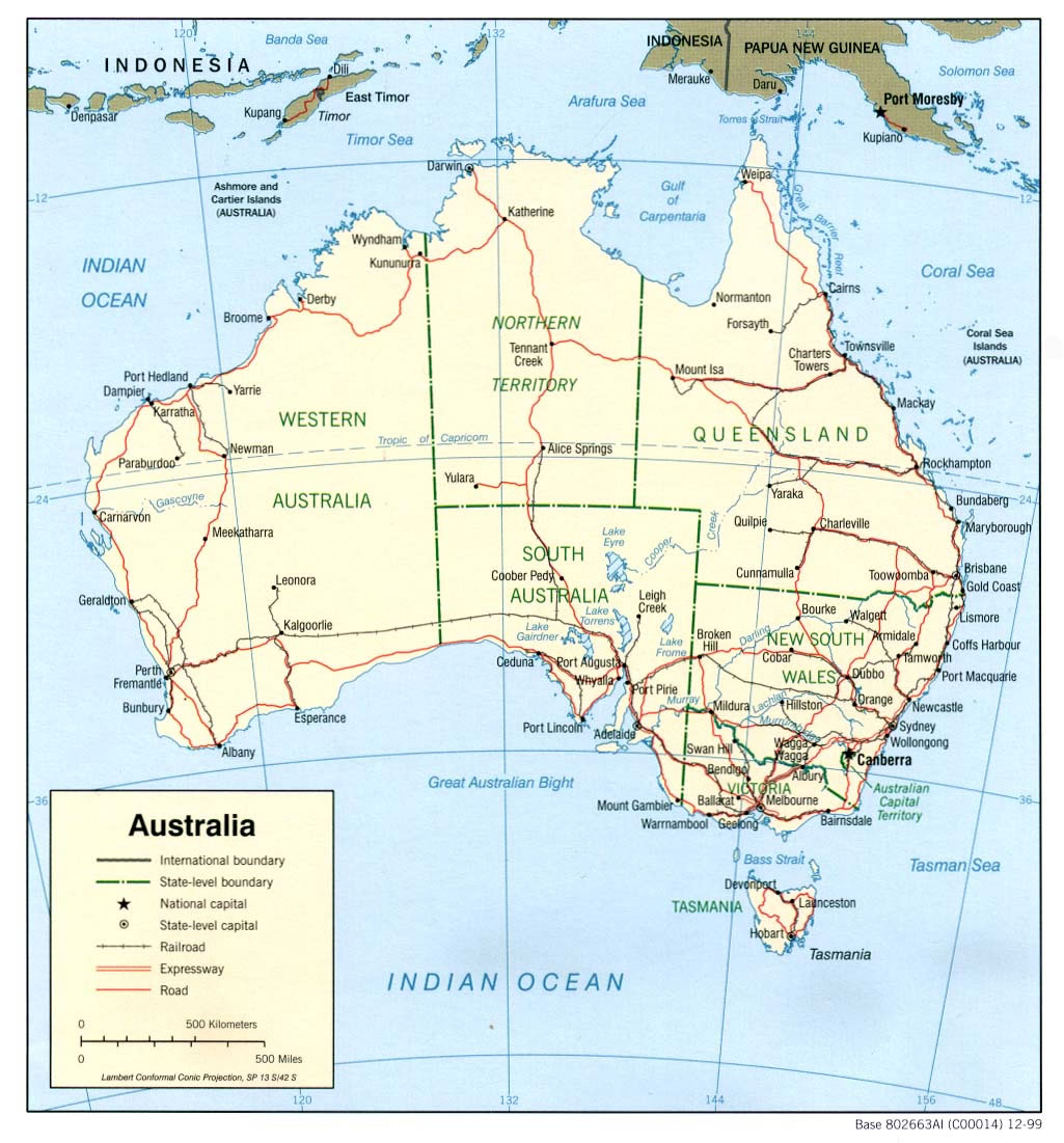 Carte frontières Australie