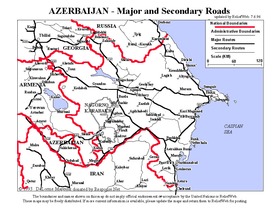 Carte routière Azerbaïdjan