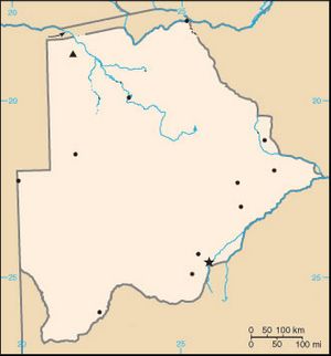 Carte Botswana vierge couleur