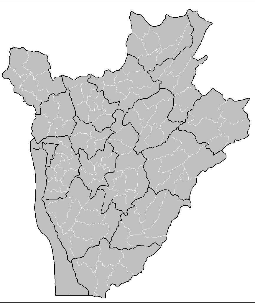 Carte noir et blanc Burundi