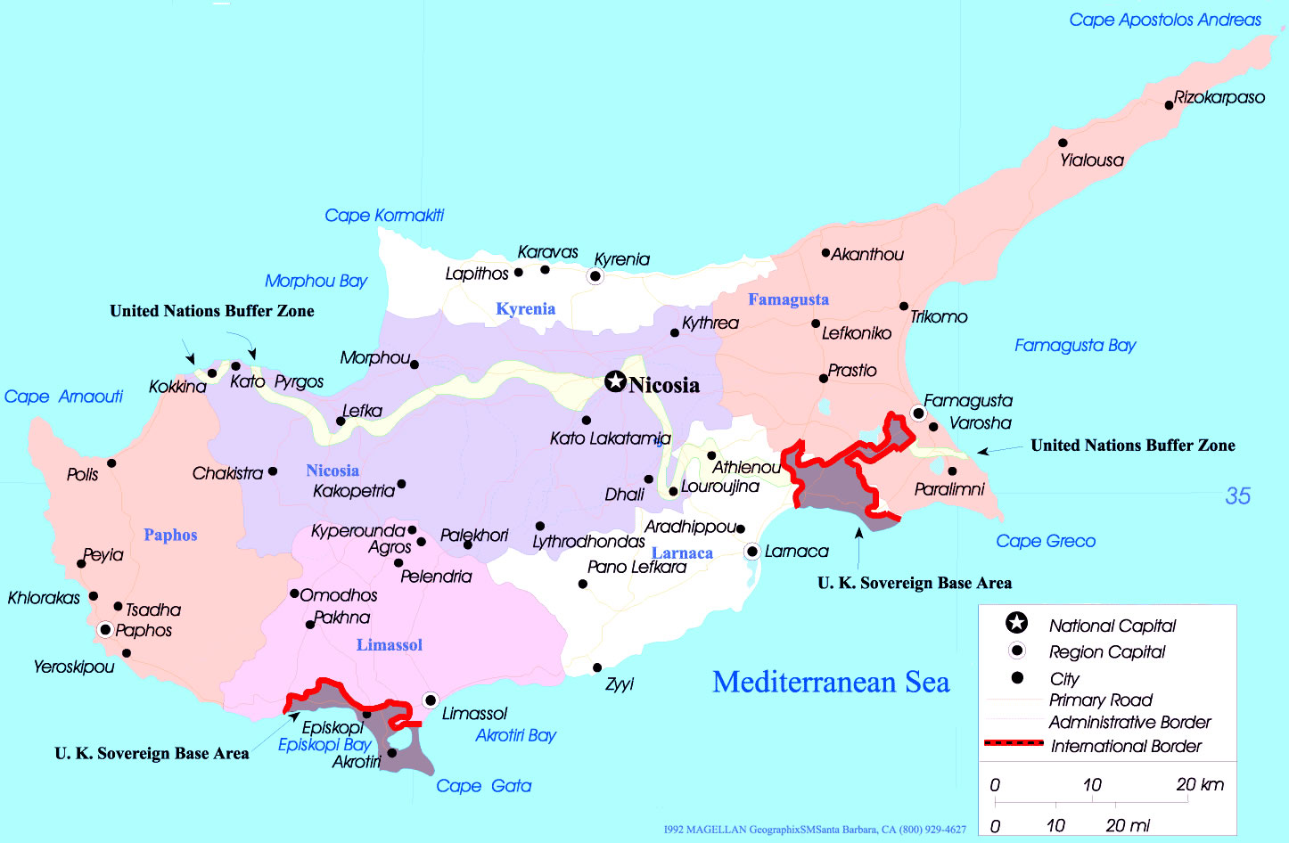 Carte des villes Chypre