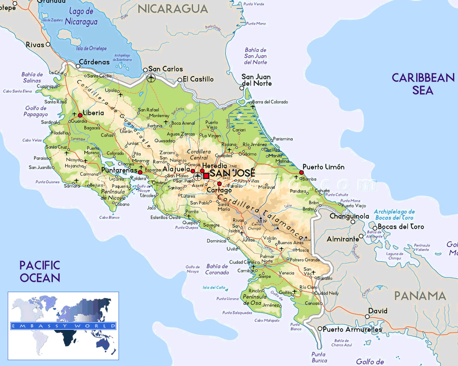 Carte Costa Rica