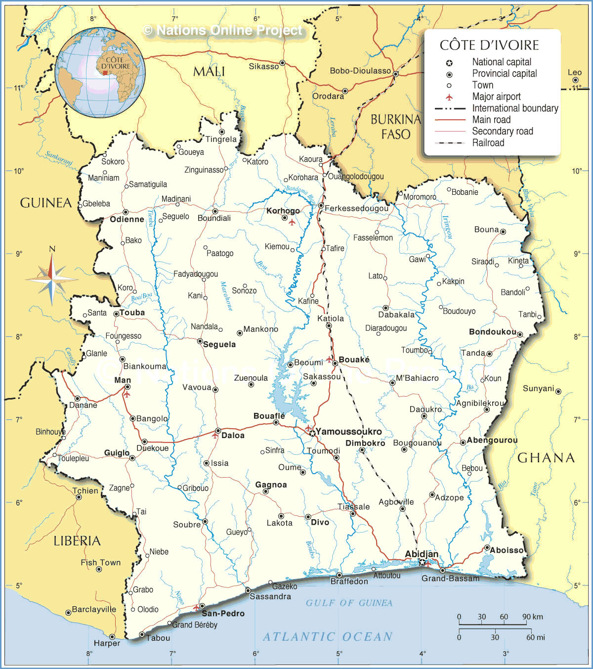 Grande carte Côte d'Ivoire