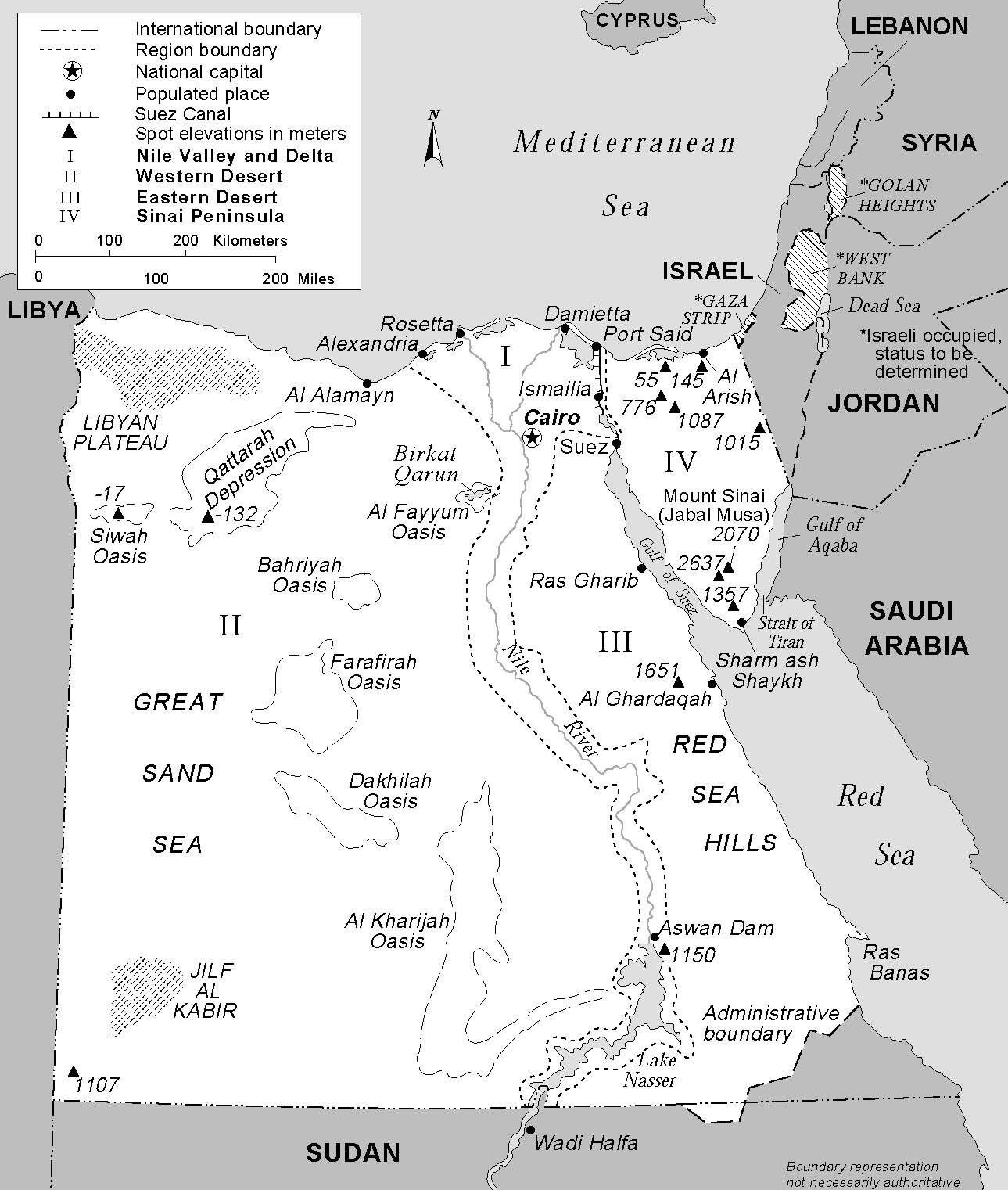 Carte noir et blanc Égypte