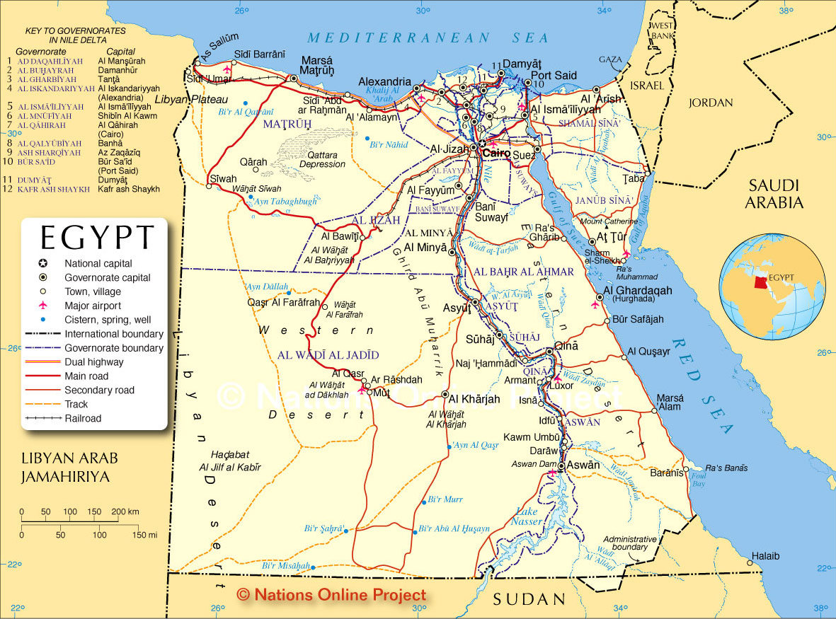 Carte politique Égypte