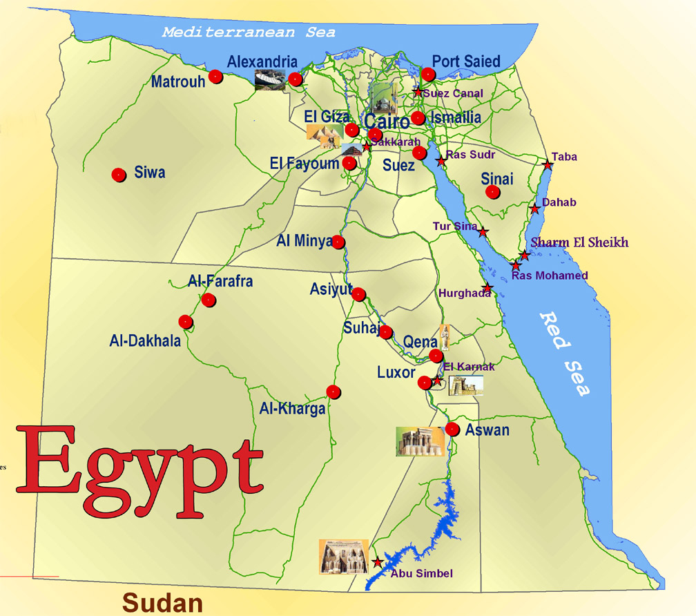 Carte villes touristiques Égypte