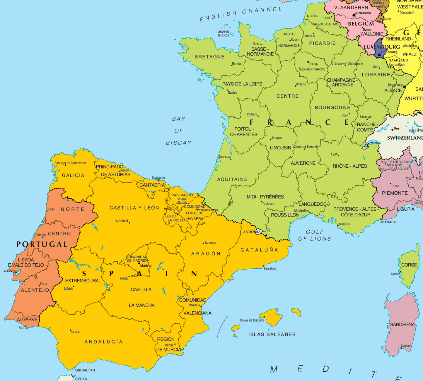 Carte fuseaux horaires Espagne
