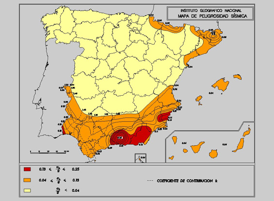 Carte sismique Espagne