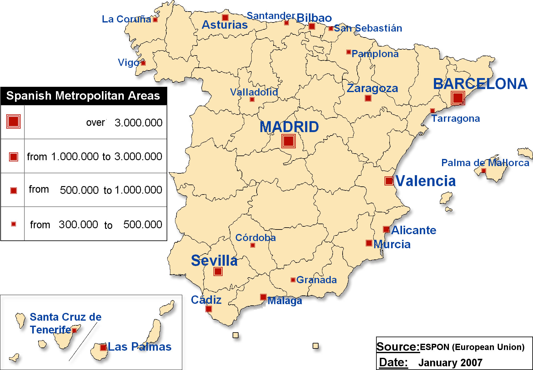 Carte touristique Espagne