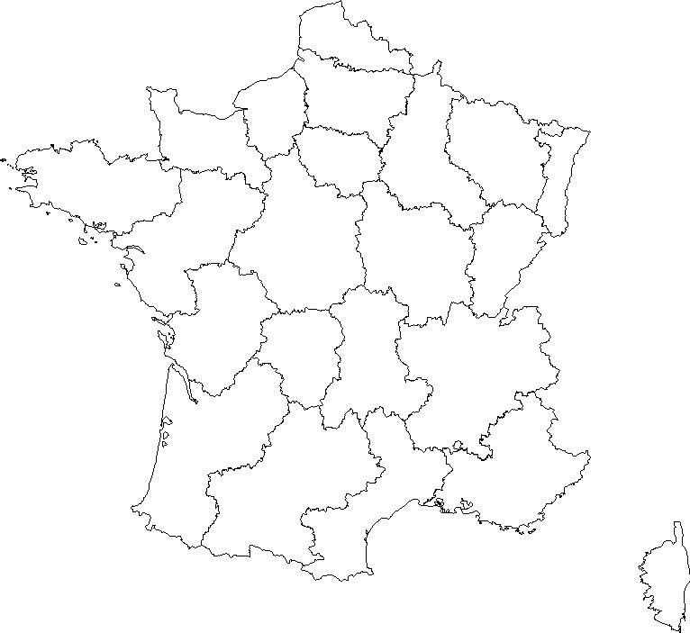 Carte de France vierge régions