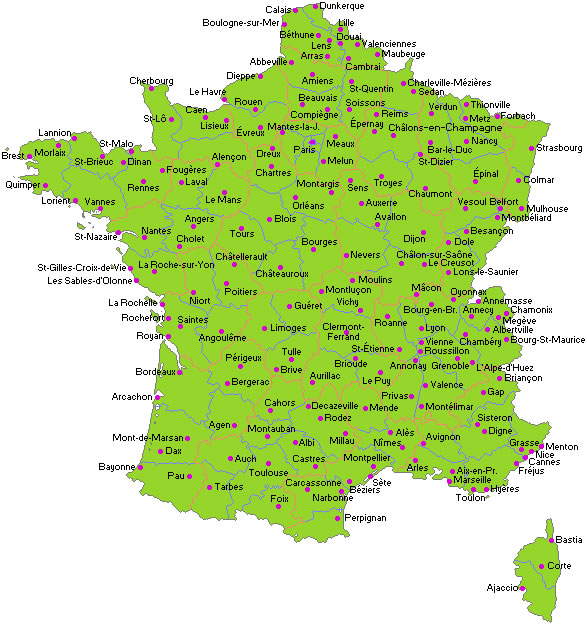 Carte des villes de France
