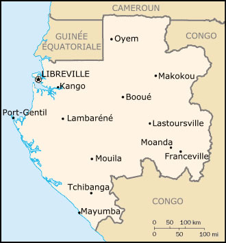 Carte des villes Gabon