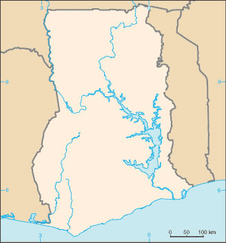 Carte Ghana vierge couleur