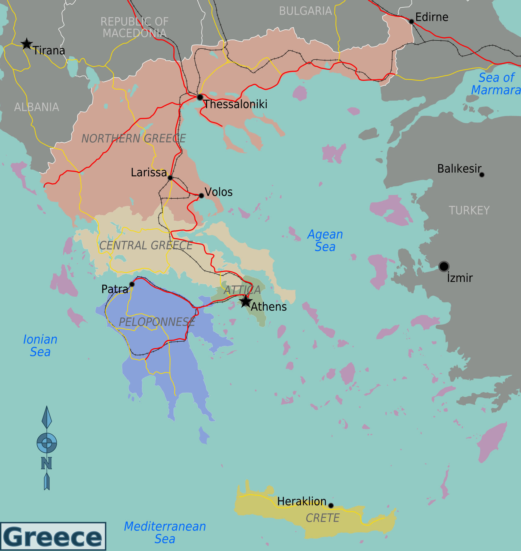 Carte régions Grèce