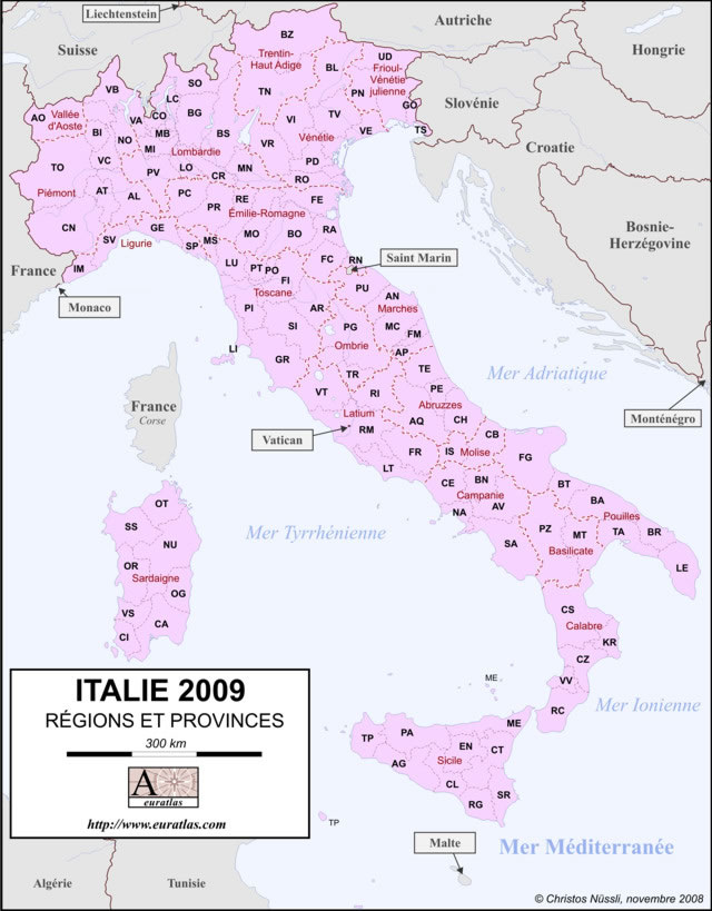 Carte départements Italie