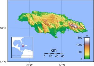 Carte topographique Jamaïque