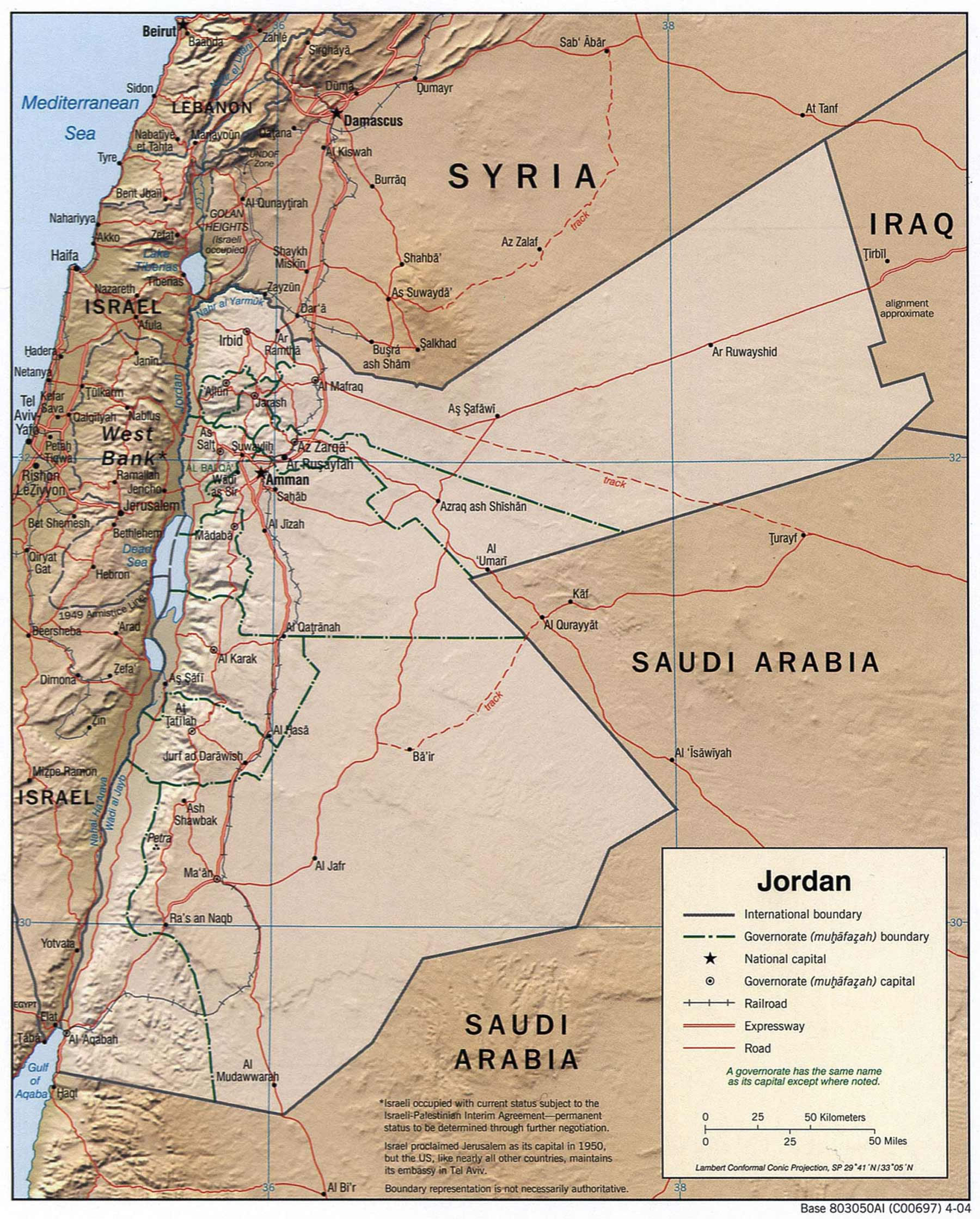 Carte Jordanie