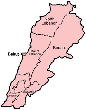Carte régions Liban
