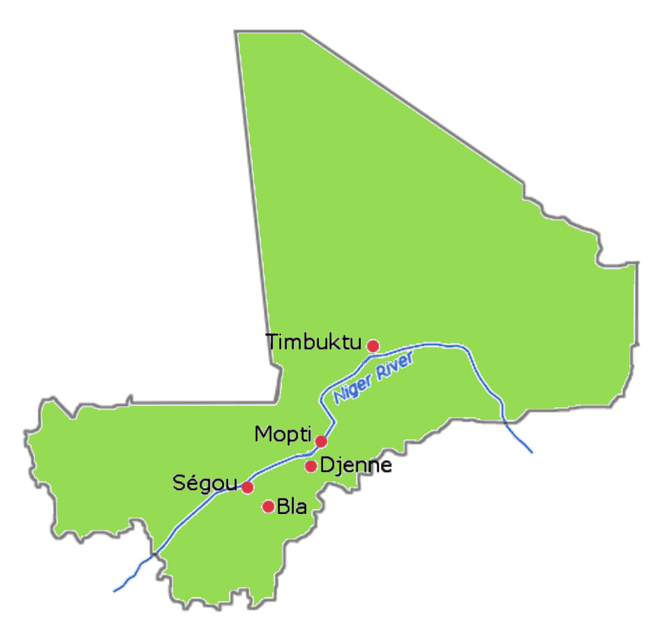 Carte villes touristiques Mali