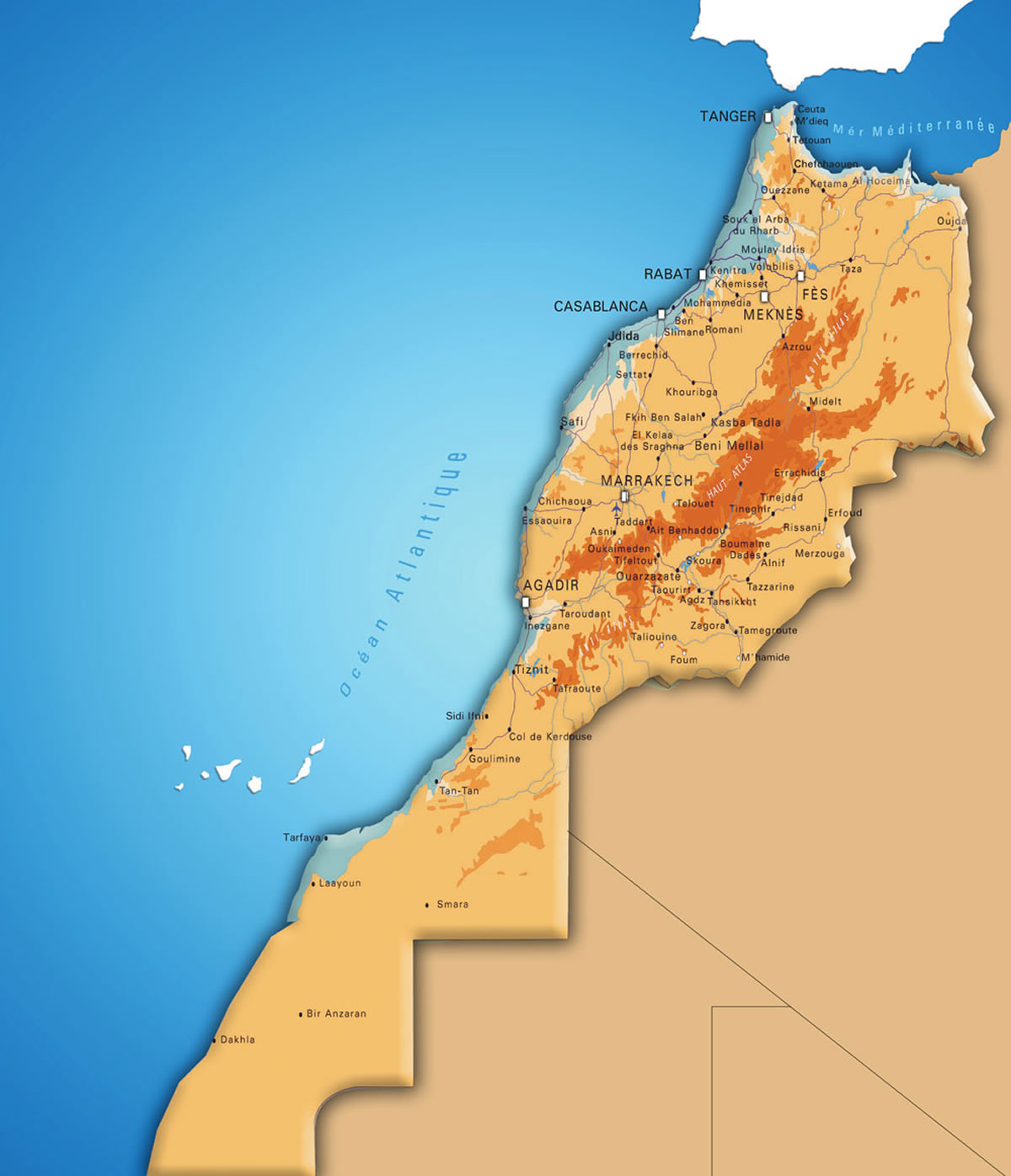 Carte 3d du Maroc