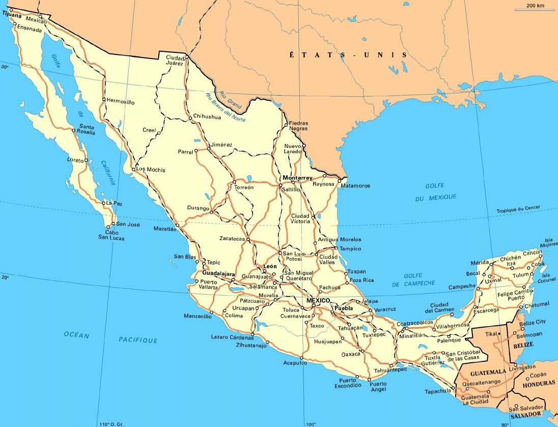 Carte des villes Mexique