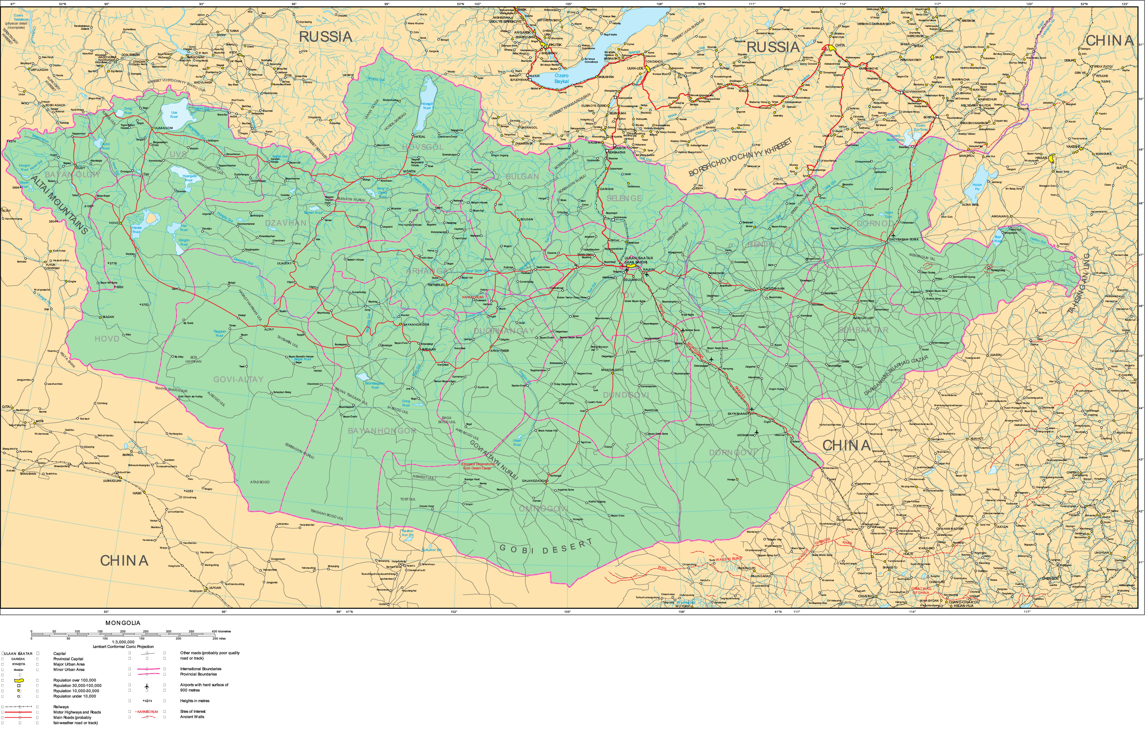 Carte routière Mongolie