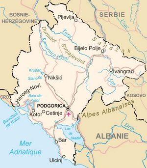 Carte des villes Monténégro