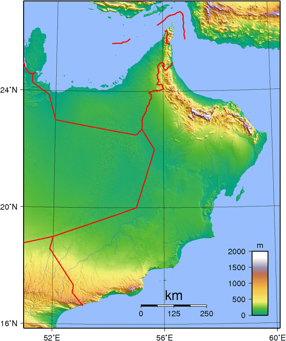 Carte topographique Oman