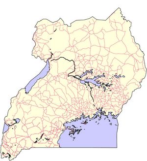 Carte Ouganda vierge départements