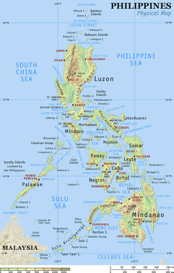 Carte physique Philippines