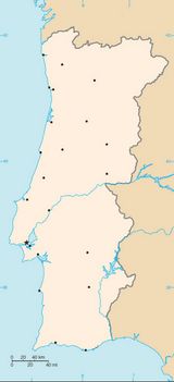 Carte Portugal vierge couleur