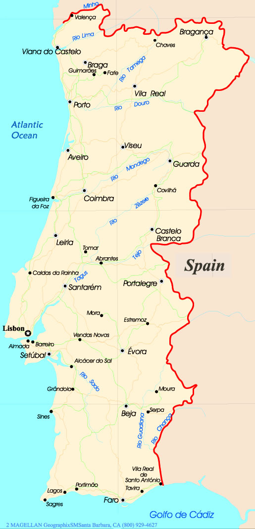Carte des villes Portugal