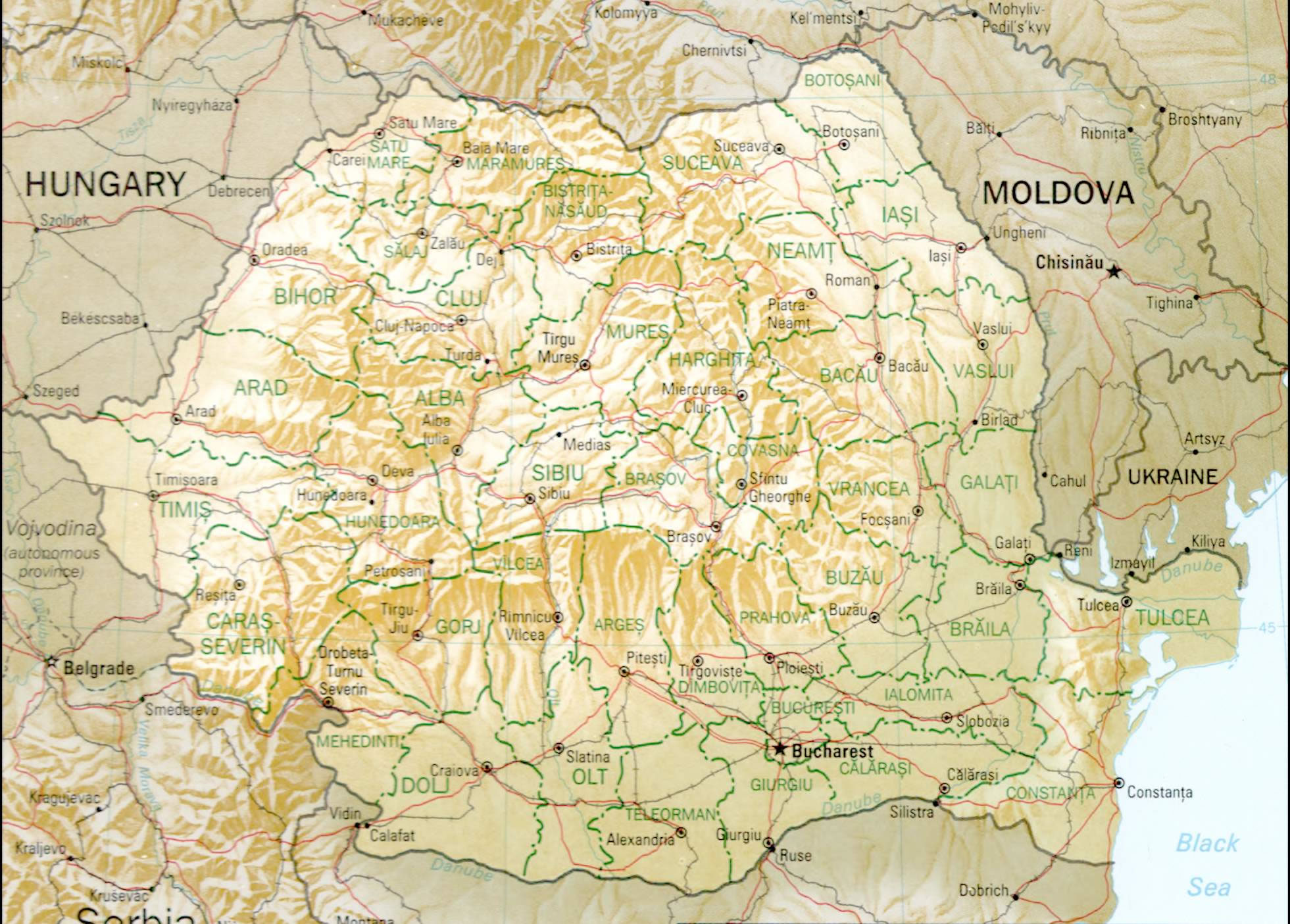 Carte des villes Roumanie