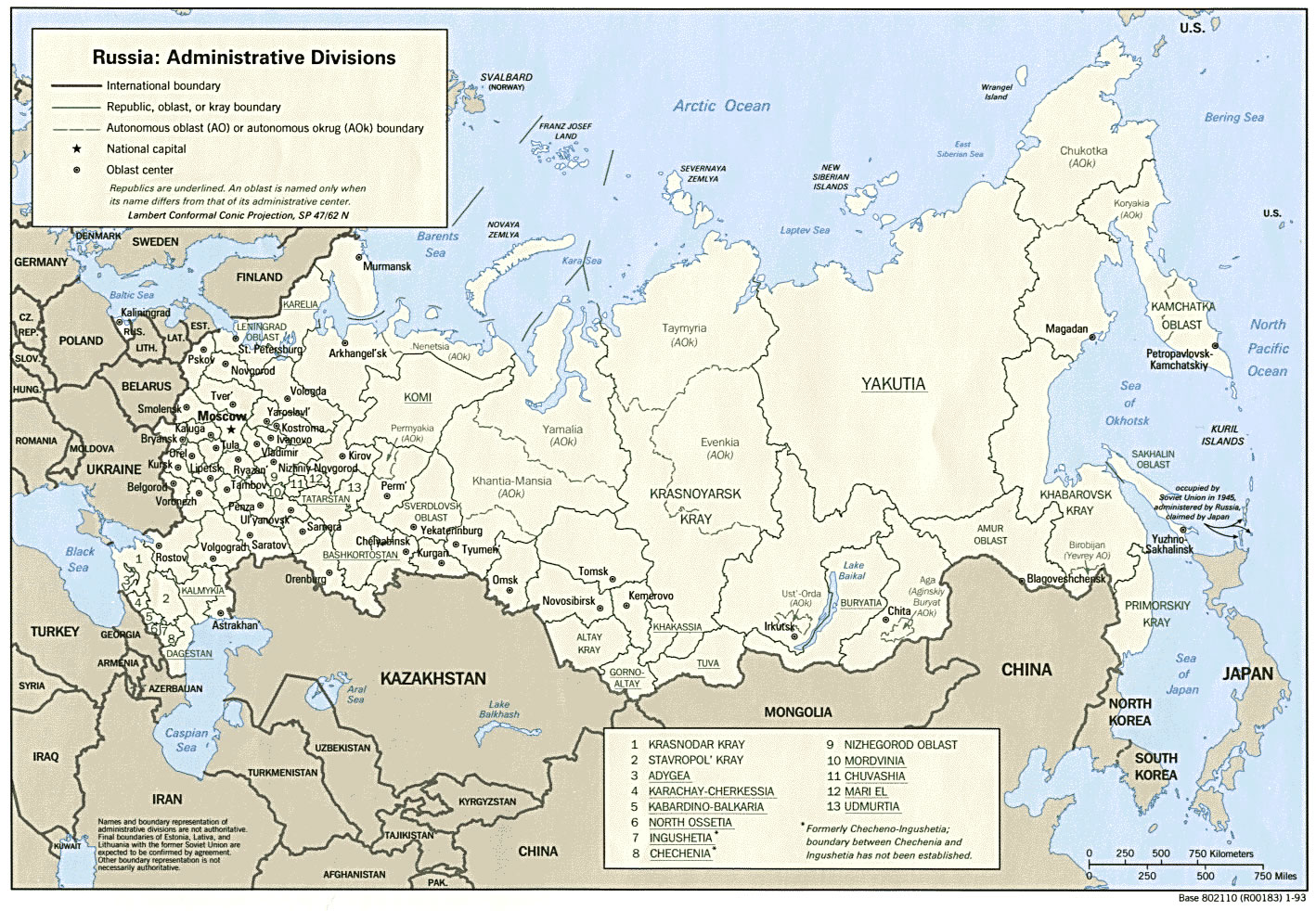 Carte politique Russie
