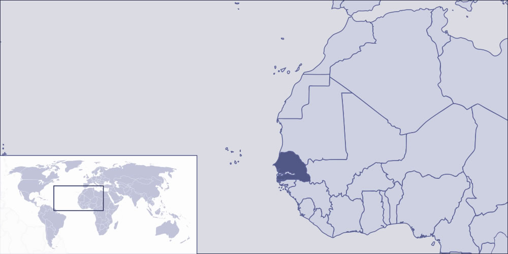 Localiser Sénégal sur carte du monde