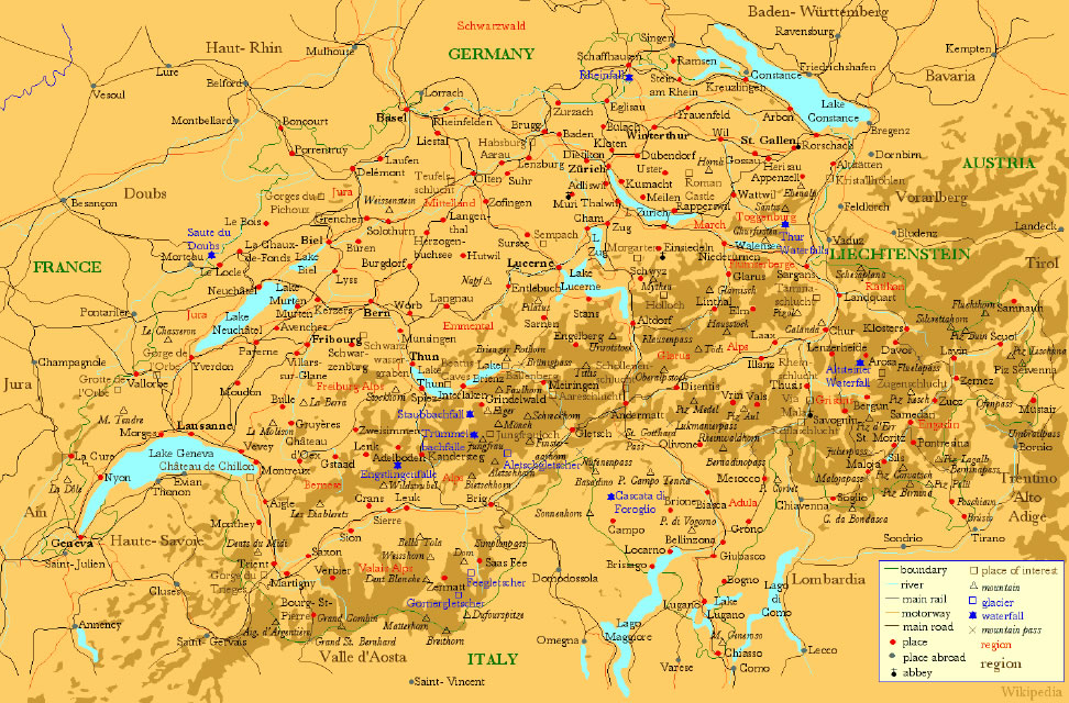 Carte des villes Suisse