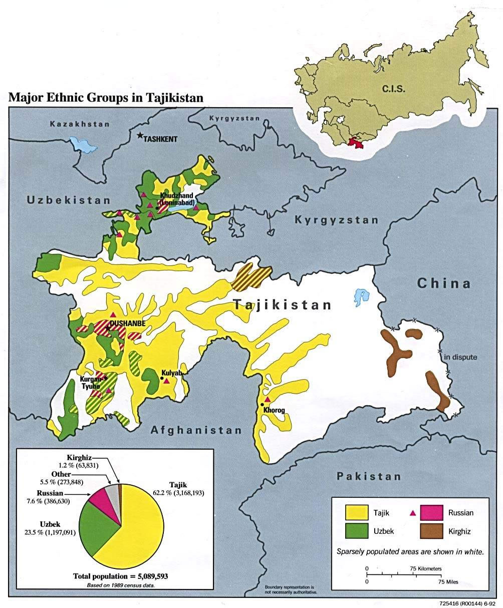 Carte population Tadjikistan