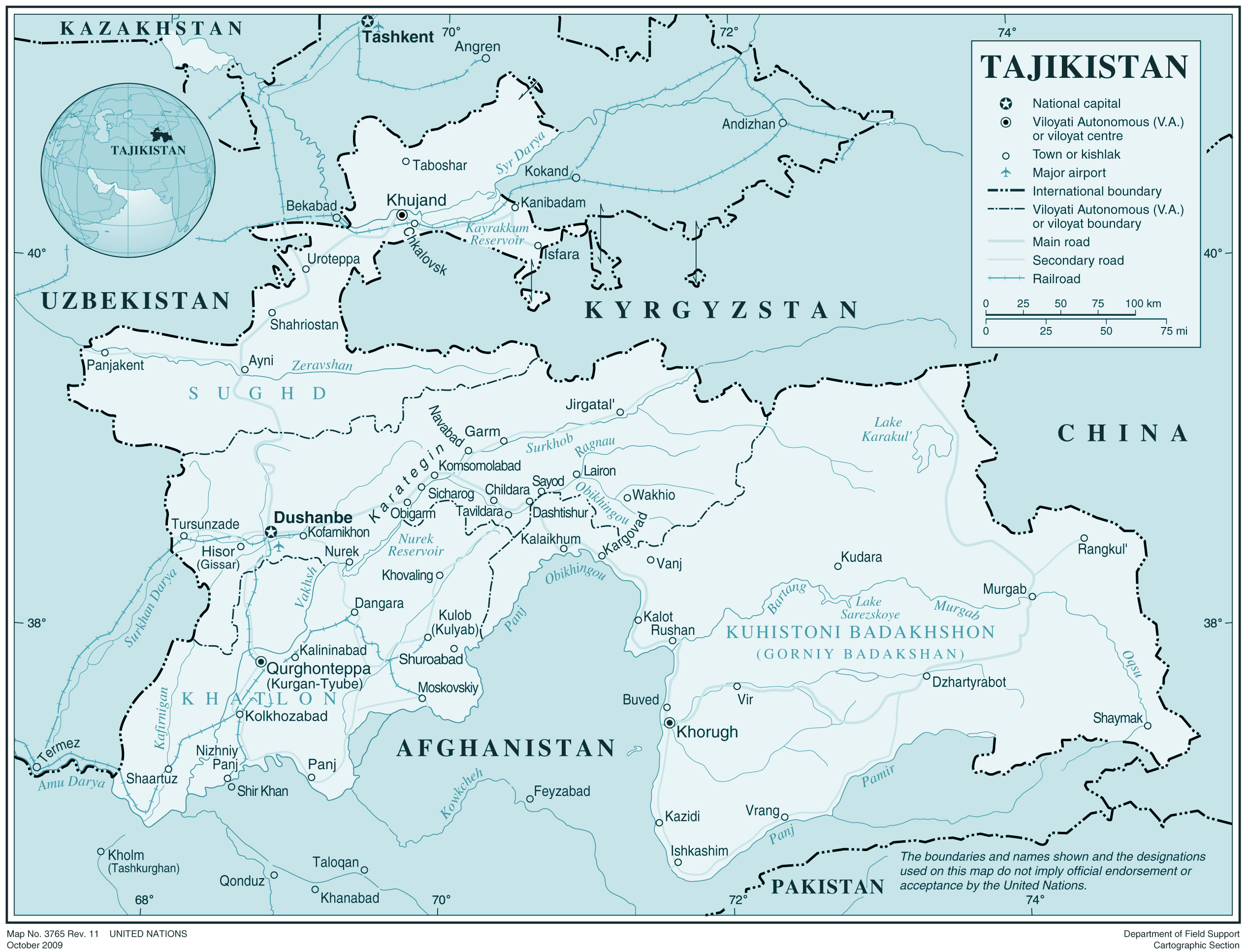 Carte Tadjikistan
