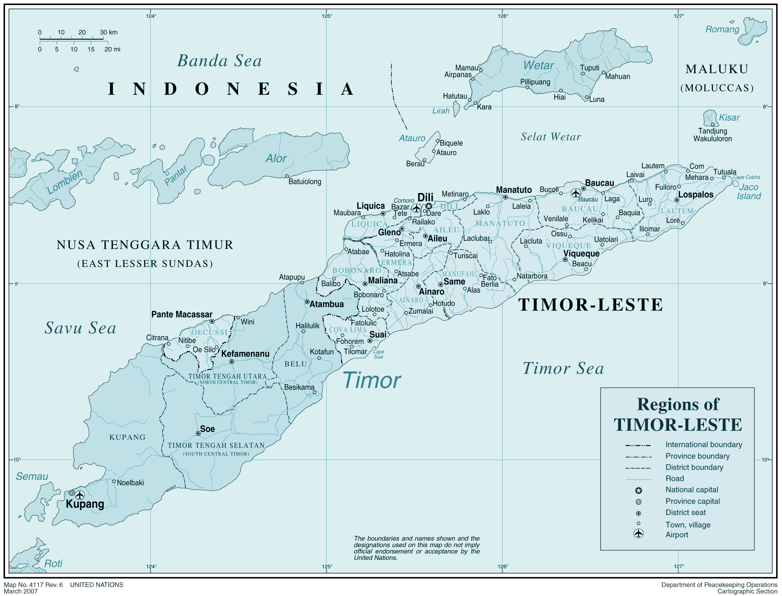Carte régions Timor