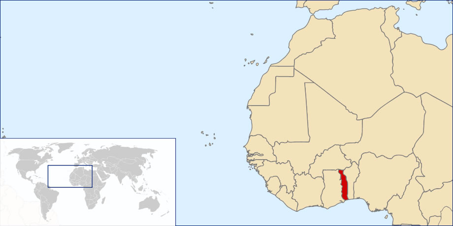 Situer Togo sur carte du monde