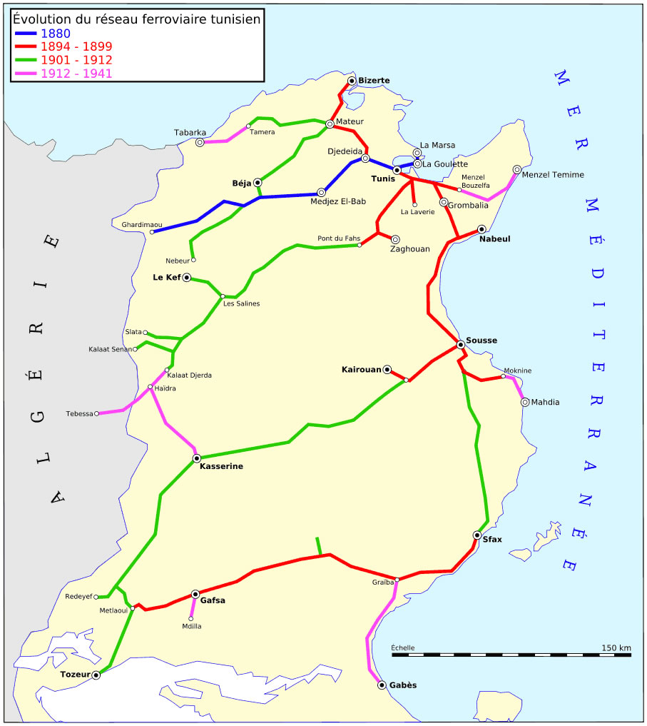 Carte ferroviaire Tunisie