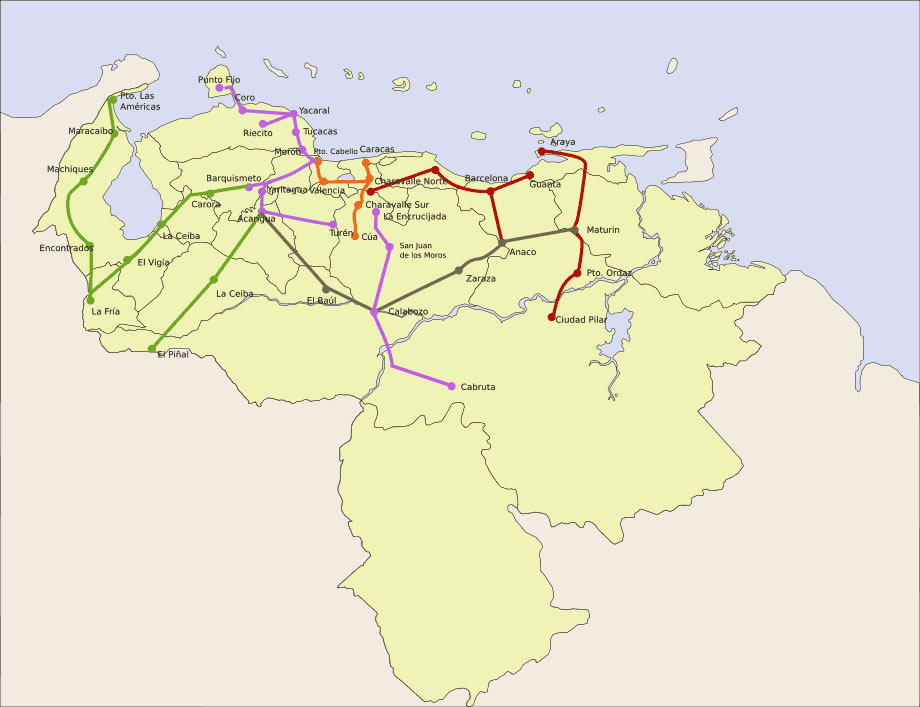 Carte ferroviaire Venezuela